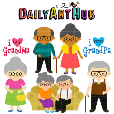 Beloved Grandparents Clip Art Set