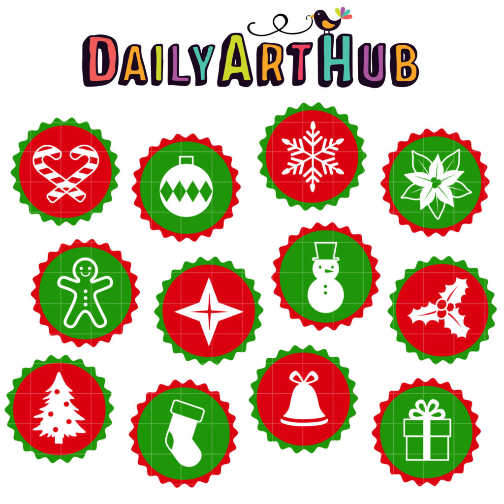 Christmas Buttons Clip Art Set Daily Art Hub // Graphics, Alphabets & SVG