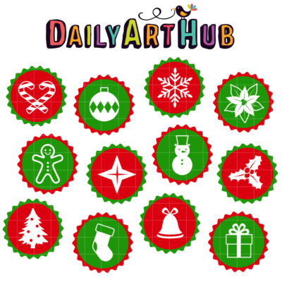 Christmas Buttons Clip Art Set