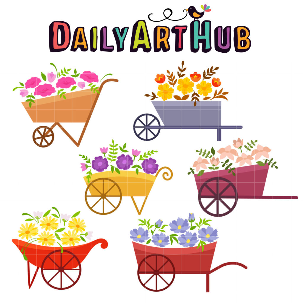 Flower Carts Clip Art Set Daily Art Hub // Graphics, Alphabets & SVG