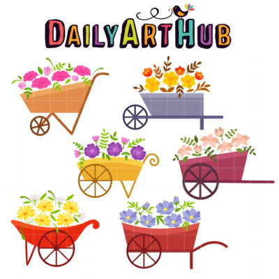 Flower Carts Clip Art Set
