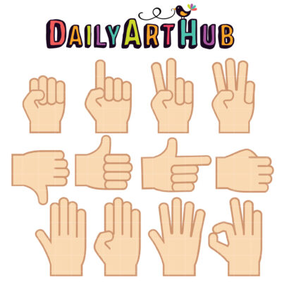 Hand Gestures Clip Art Set