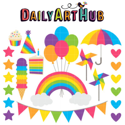 Rainbow Party Clip Art Set
