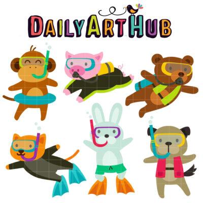 Scuba Animals Clip Art Set