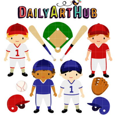 Baseball Kids Clip Art Set