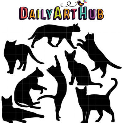 Cat Silhouettes Clip Art Set
