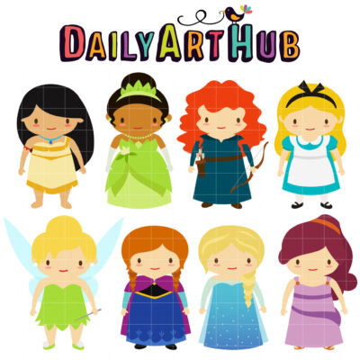 Fairytale Princesses Clip Art Set