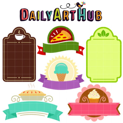 Food Shop Labels Clip Art Set