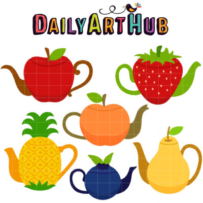 Fruity Teapots Clip Art Set