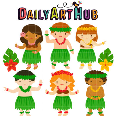 Hula Kids Clip Art Set