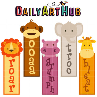 Jungle Animals Bookmarks Clip Art Set