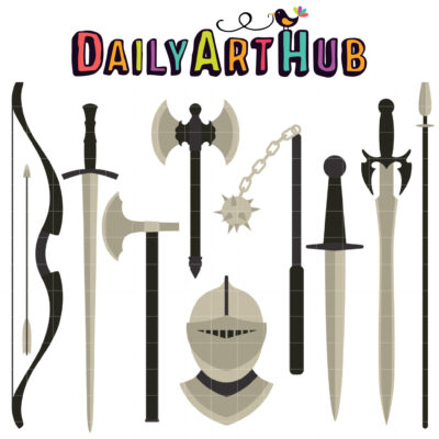 Medieval Weapons Clip Art Set