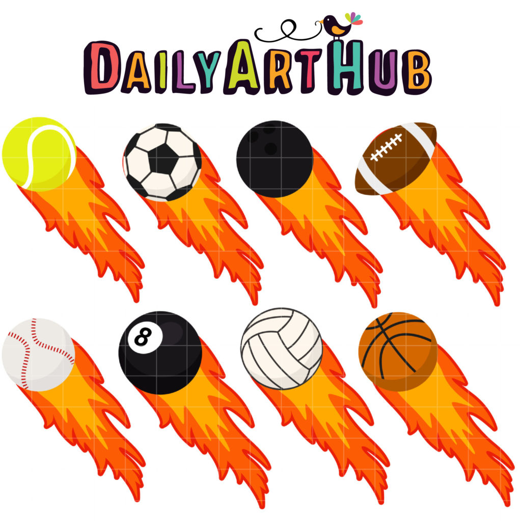 Sports Fireball Clip Art Set Daily Art Hub // Graphics, Alphabets & SVG