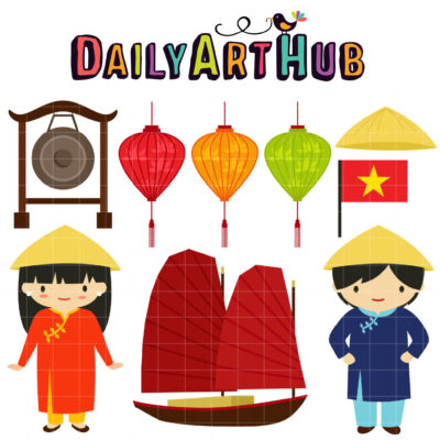 Xin Chao Vietnam Clip Art Set