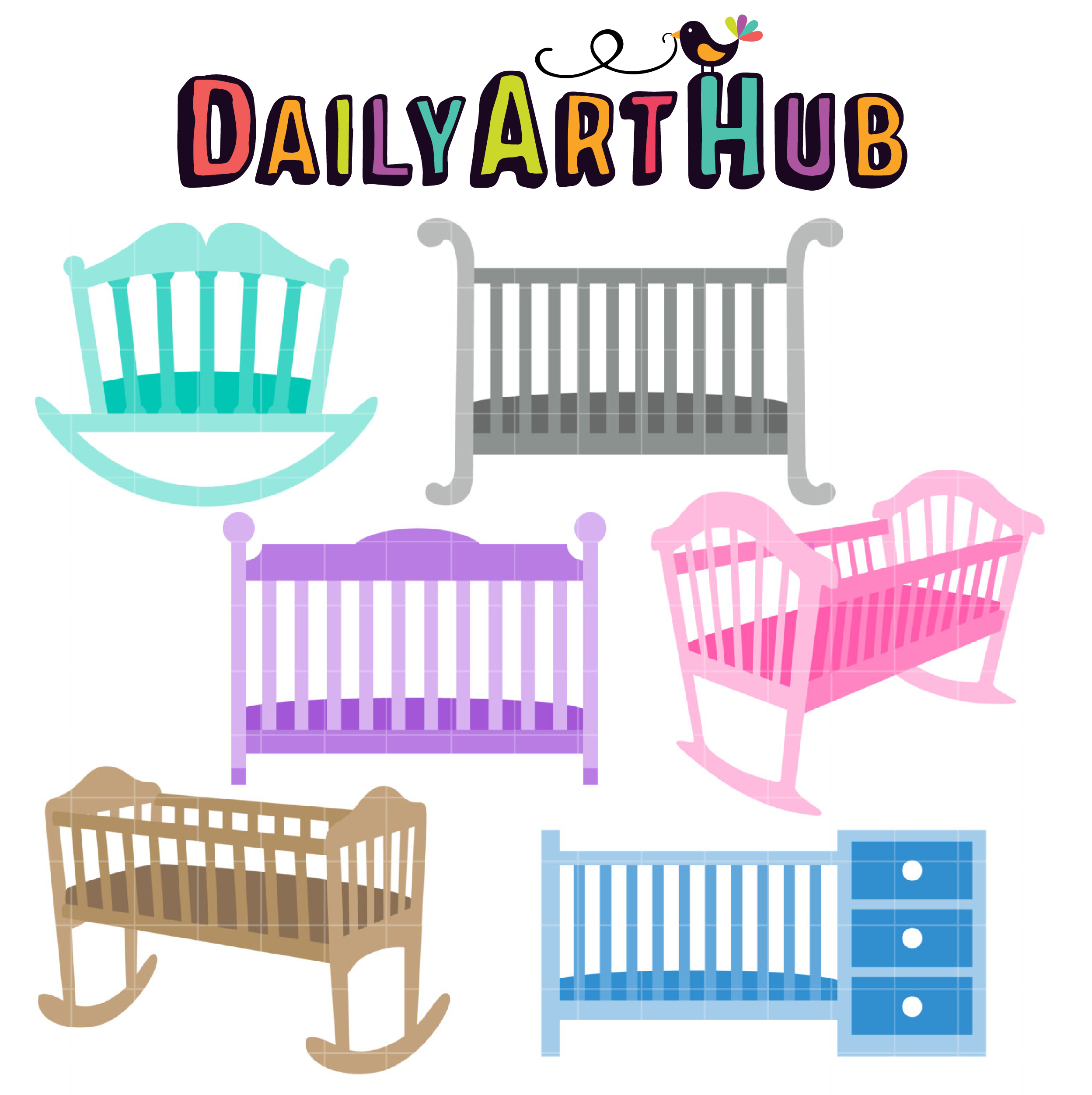Baby Cribs and Cradles Clip Art Set Daily Art Hub Free Clip Art