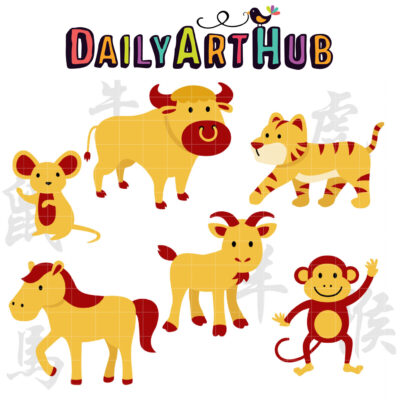Chinese Zodiac 1 Clip Art Set