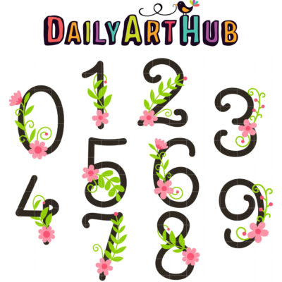 Floral Numbers Clip Art Set