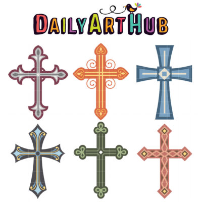 Ornate Cross Clip Art Set