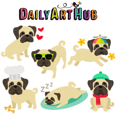 Pug Life Clip Art Set