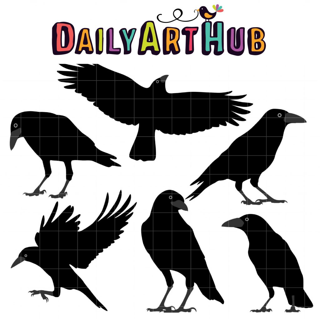 Black Crows Clip Art Set – Daily Art Hub // Graphics, Alphabets & SVG
