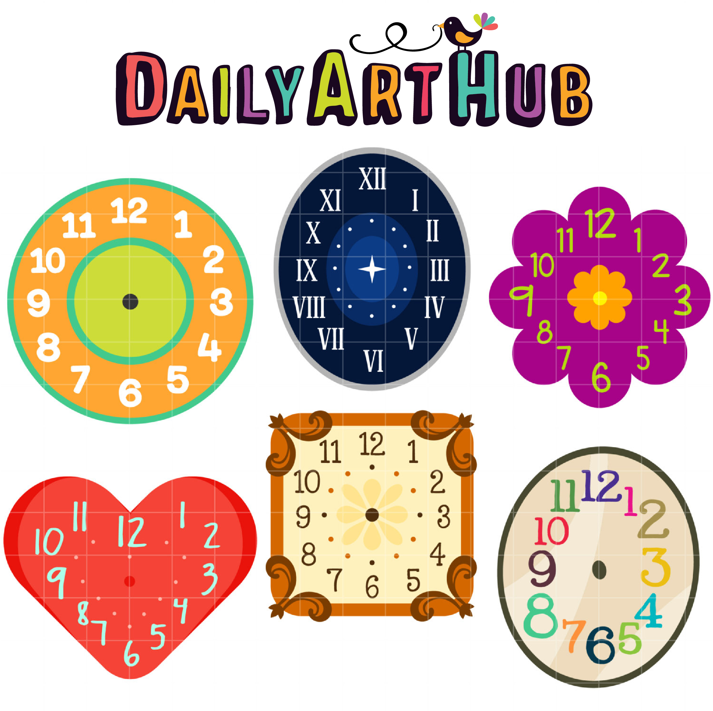 Clock Faces Clip Art Set Daily Art Hub Free Clip Art Everyday