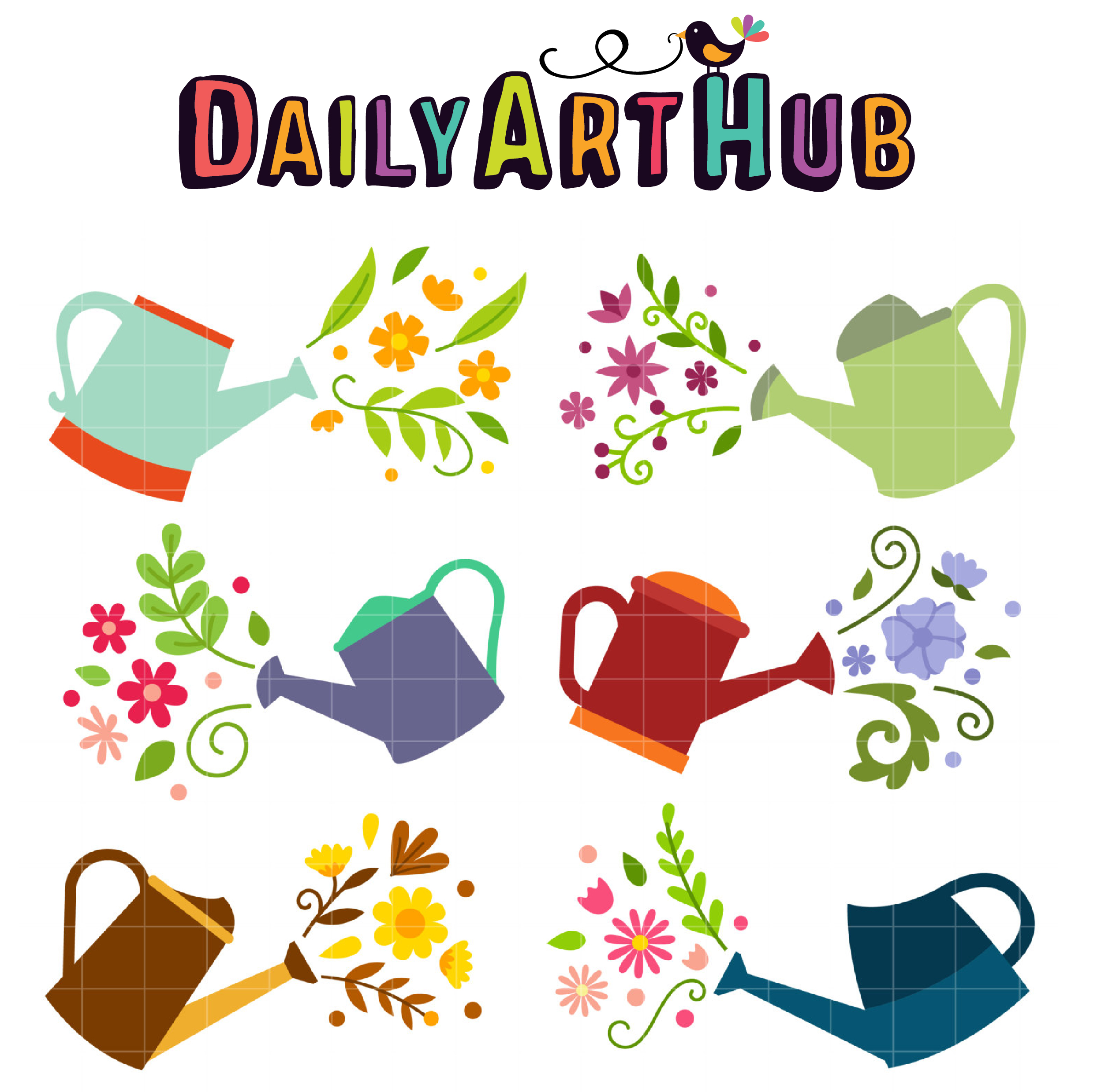 Flower Shower Watering Cans Clip Art Set Daily Art Hub Free Clip