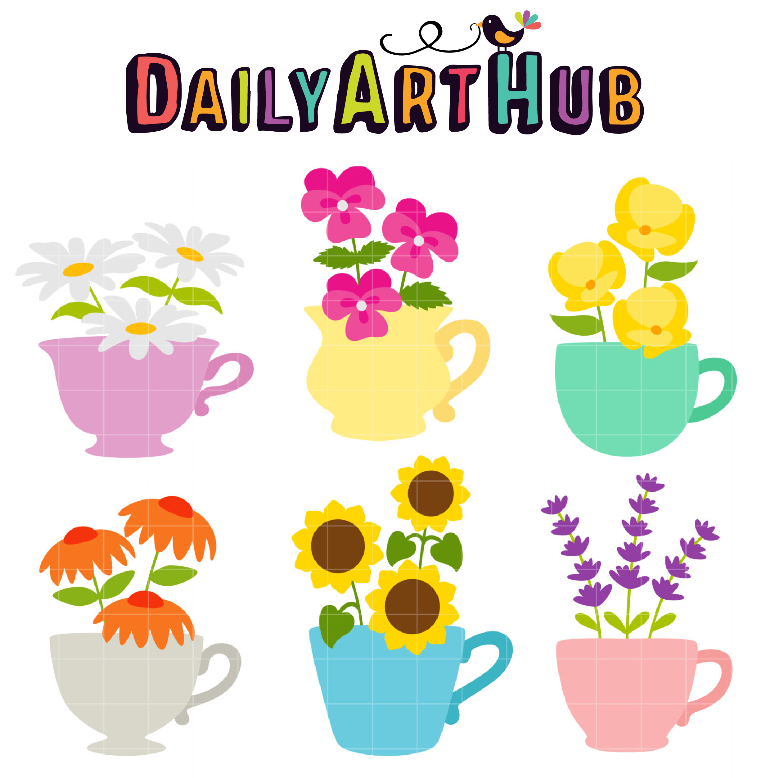 Flower Teacup Clip Art Set Daily Art Hub Free Clip Art Everyday