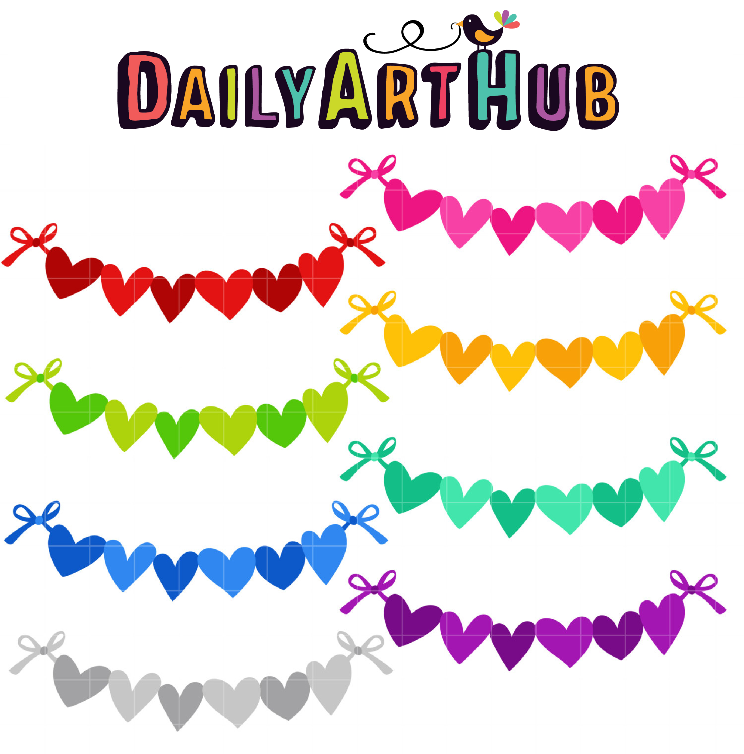 Heart Bunting Banners Clip Art Set Daily Art Hub Free Clip Art