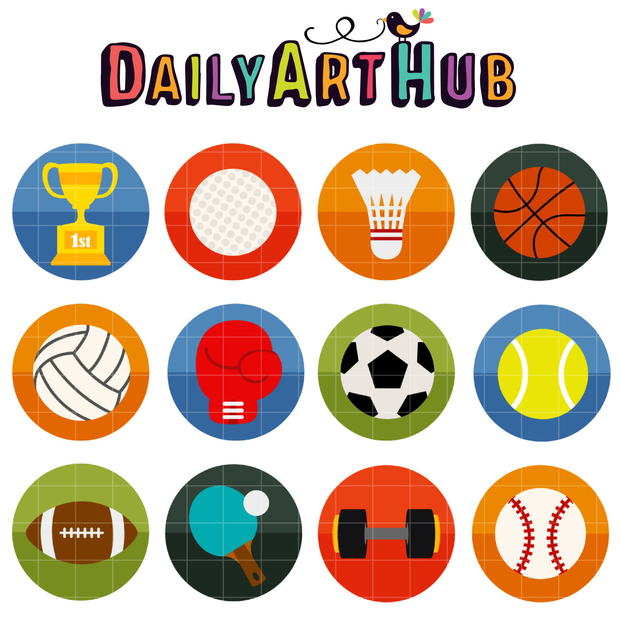 Sporty Elements Collage Sheet Clip Art Set