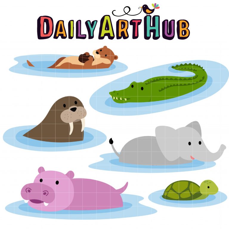 Animals in the Water Clip Art Set Daily Art Hub // Graphics