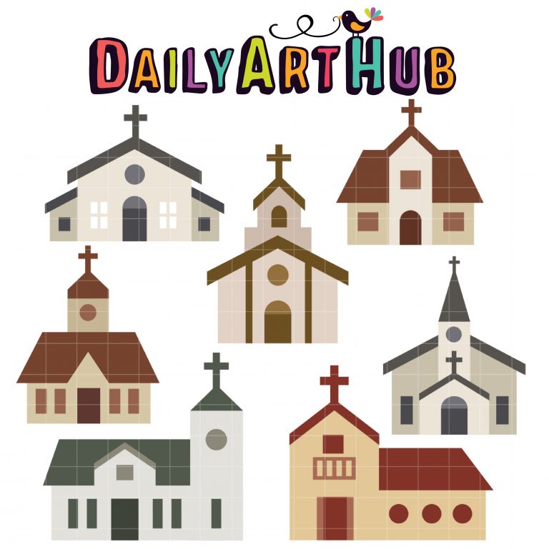 Churches Clip Art Set – Daily Art Hub // Graphics, Alphabets &amp; SVG