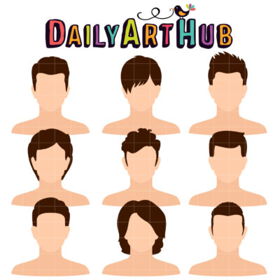 Men Hairstyles Clip Art Set
