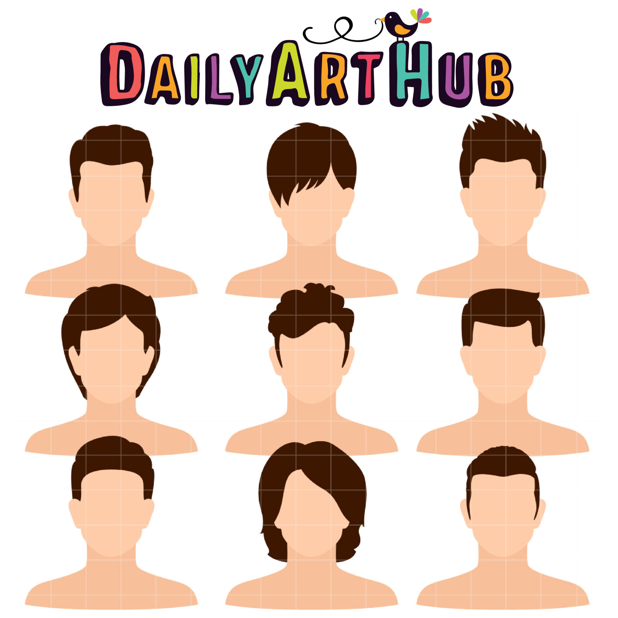 Men Hairstyles Clip Art Set – Daily Art Hub // Graphics, Alphabets & SVG