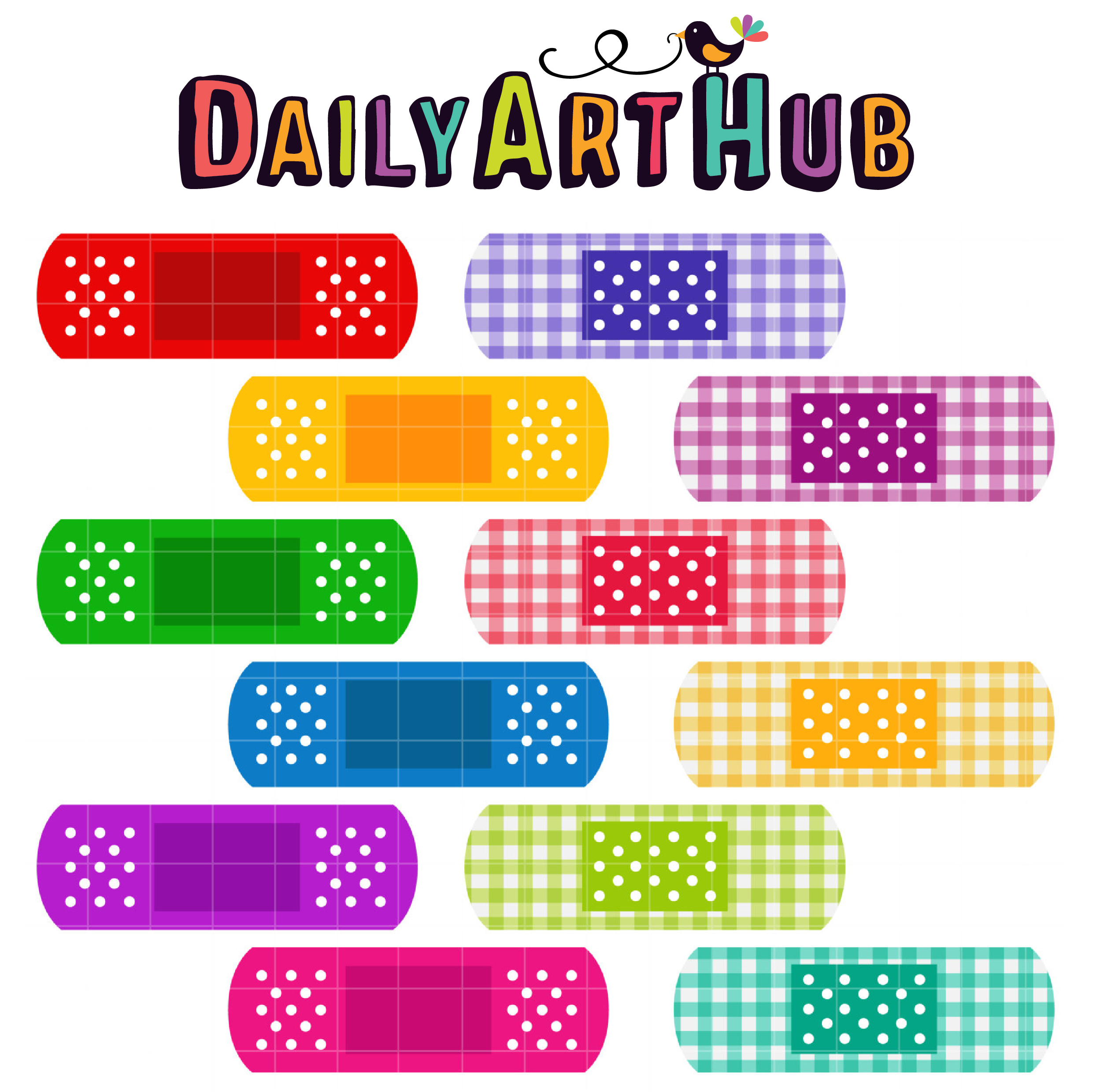 Multicolored Band Aids Clip Art Set – Daily Art Hub – Free Clip Art