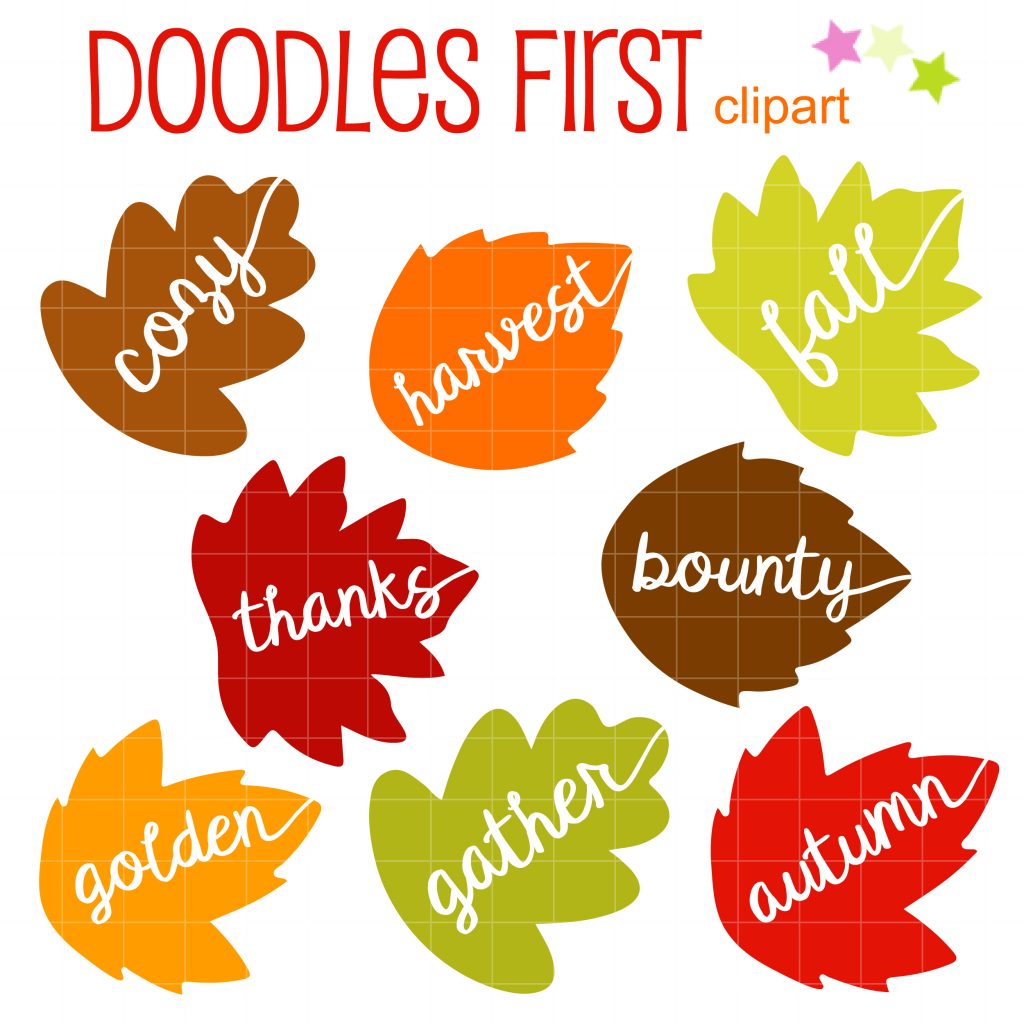 Autumn Words on Leaves Clip Art Set Daily Art Hub // Graphics