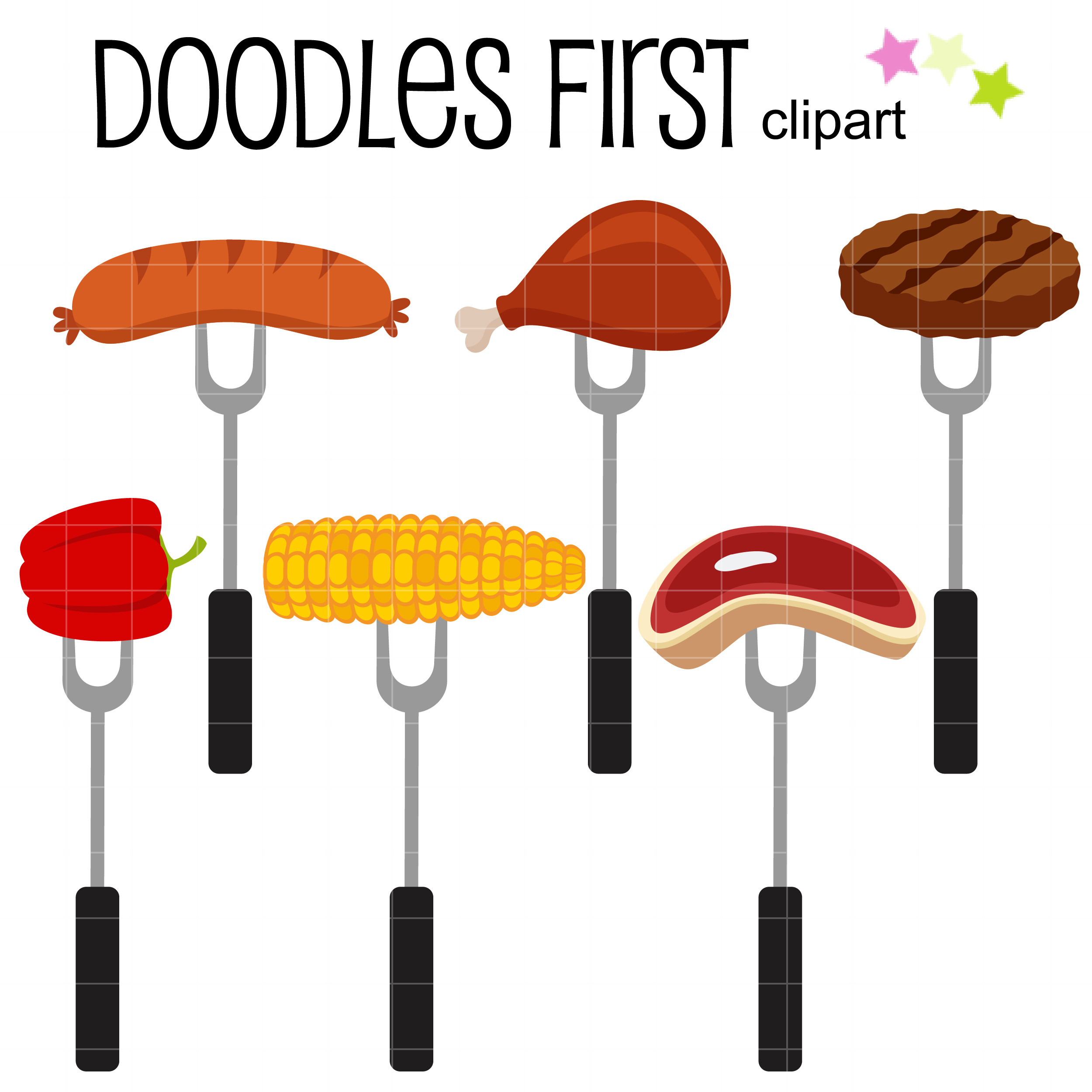 BBQ Food on Fork Clip Art Set Daily Art Hub Free Clip Art Everyday
