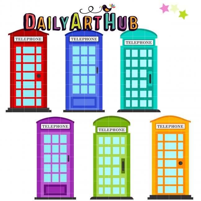 Phonebooth Graphics Colorful Phone Booth Clip Art Set – Daily Art Hub // Graphics ...