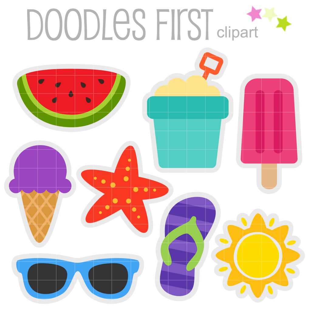 Happy Summer Stickers Clip Art Set Daily Art Hub // Graphics