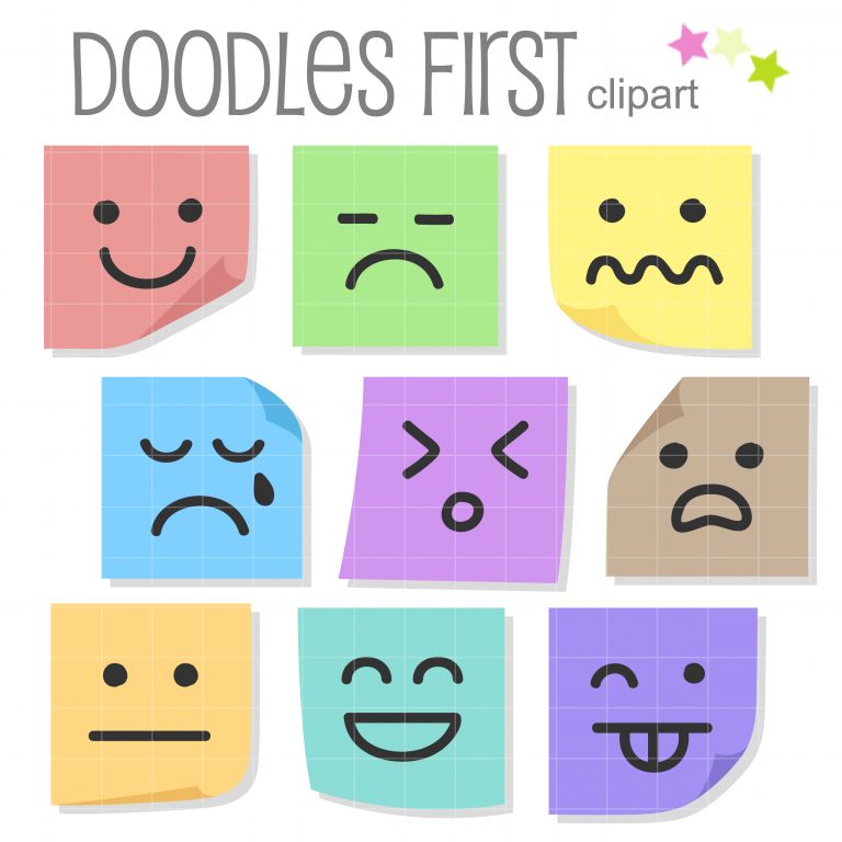 Sticky Note Smileys Clip Art Set Daily Art Hub // Graphics, Alphabets