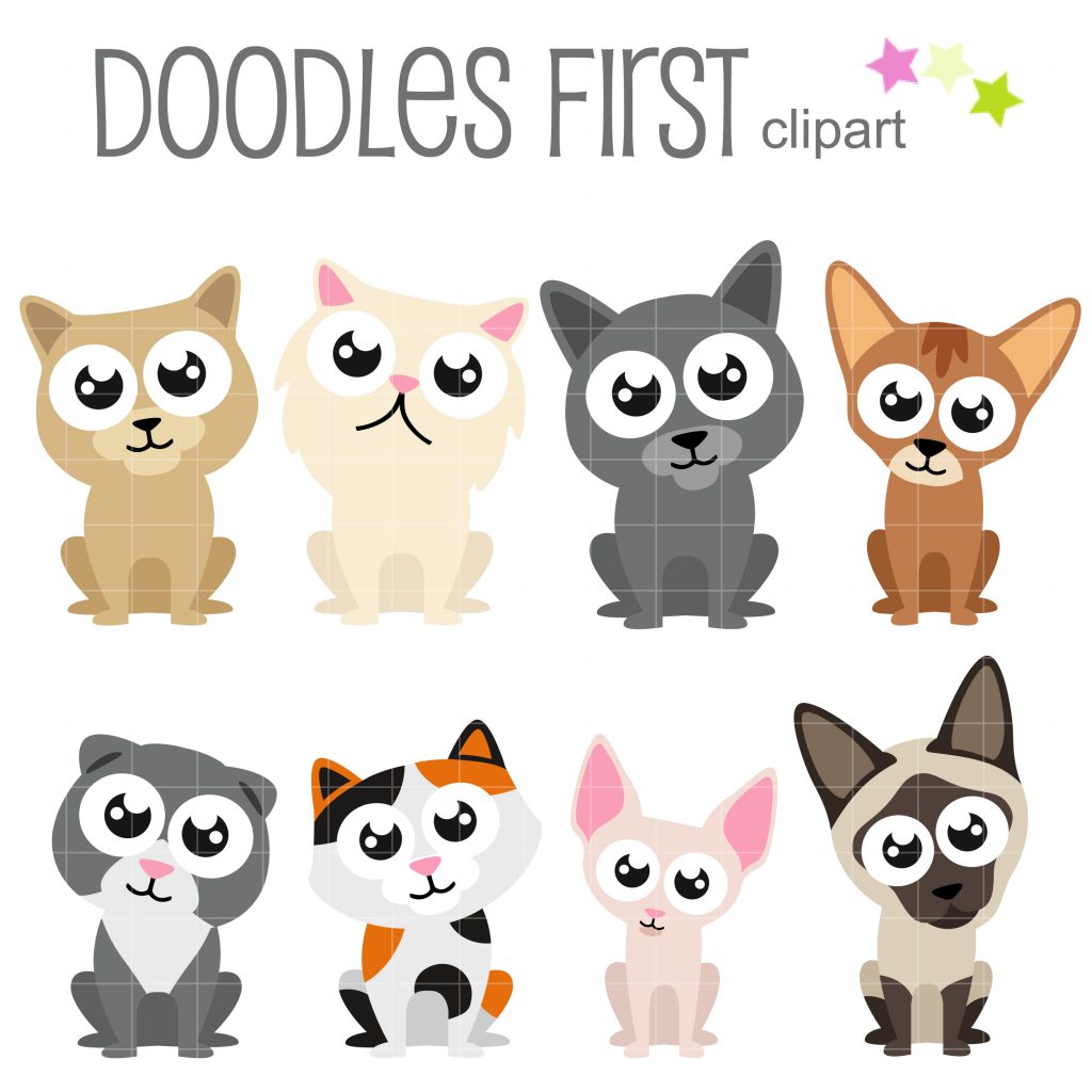 Kitty Bobbleheads Clip Art Set – Daily Art Hub // Graphics, Alphabets & SVG