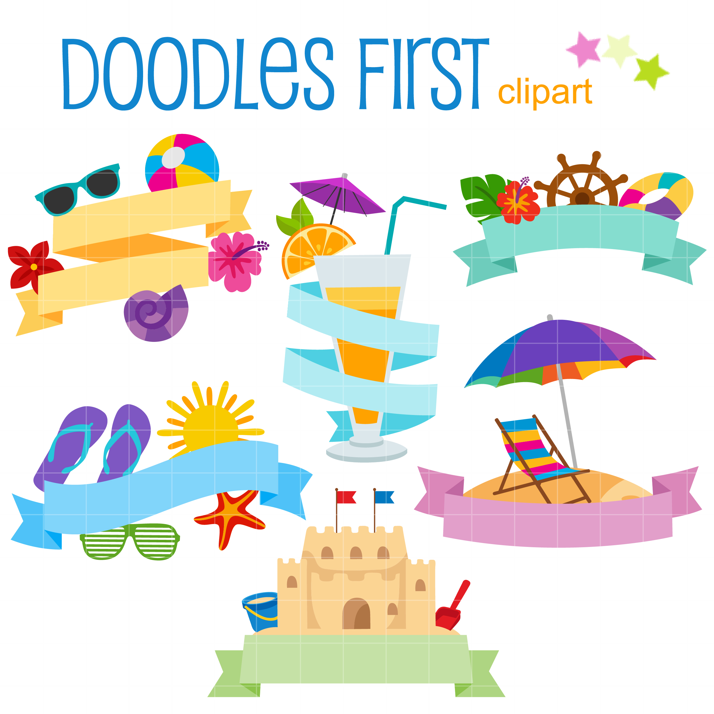 Summer Ribbon Banners Clip Art Set Daily Art Hub Free Clip Art Everyday