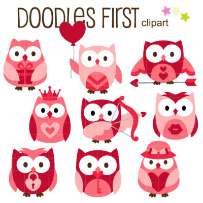 Valentines Owl Clip Art Set