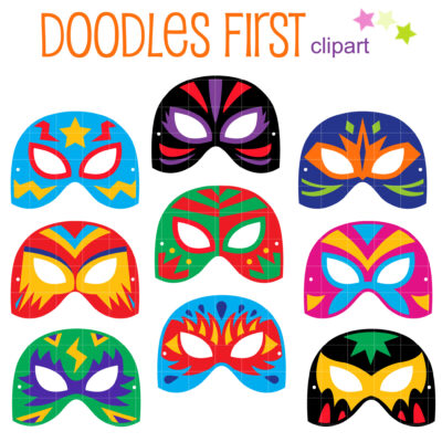 Lucha Libre Mask Clip Art Set