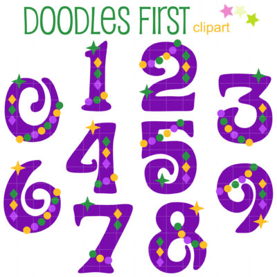 Mardi Gras Numbers Clip Art Set