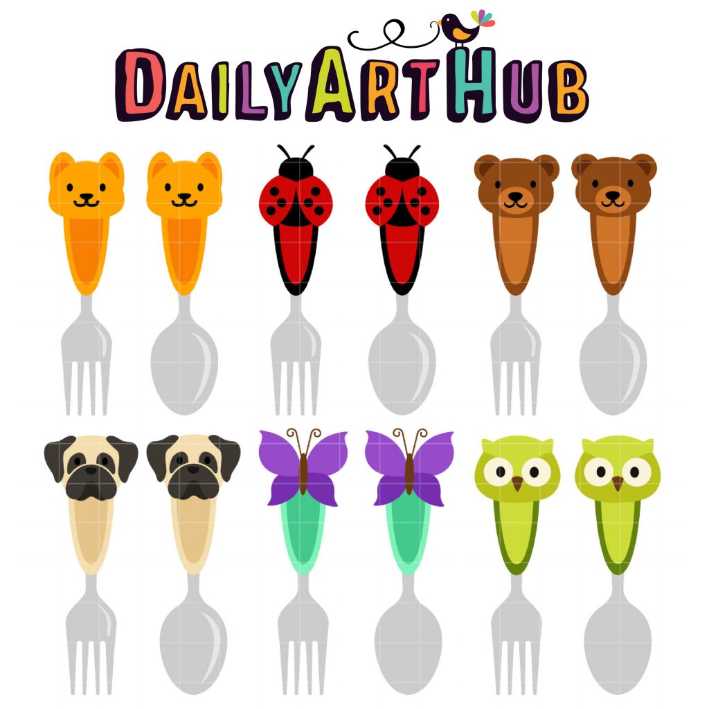 Cute Spoon and Forks Clip Art Set Daily Art Hub // Graphics
