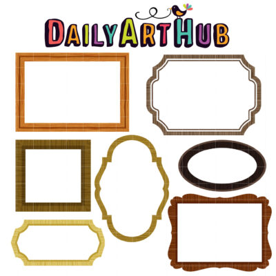 Wooden Frame Clip Art Set