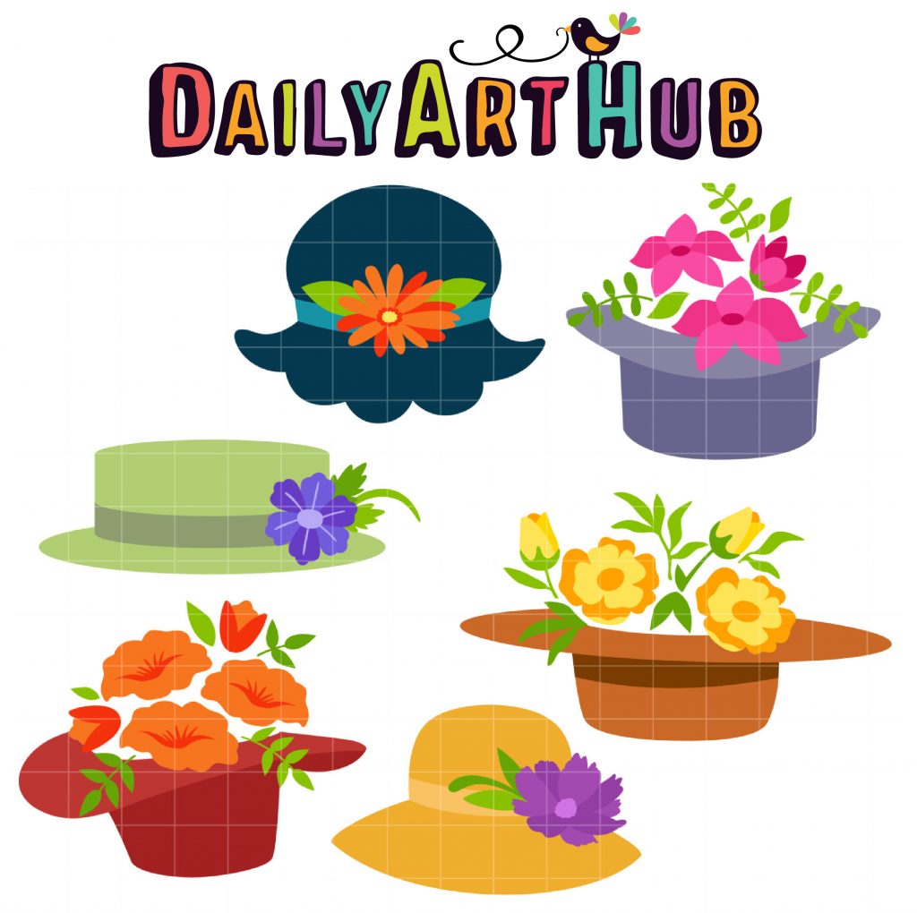 Flower Hats Clip Art Set Daily Art Hub // Graphics, Alphabets & SVG