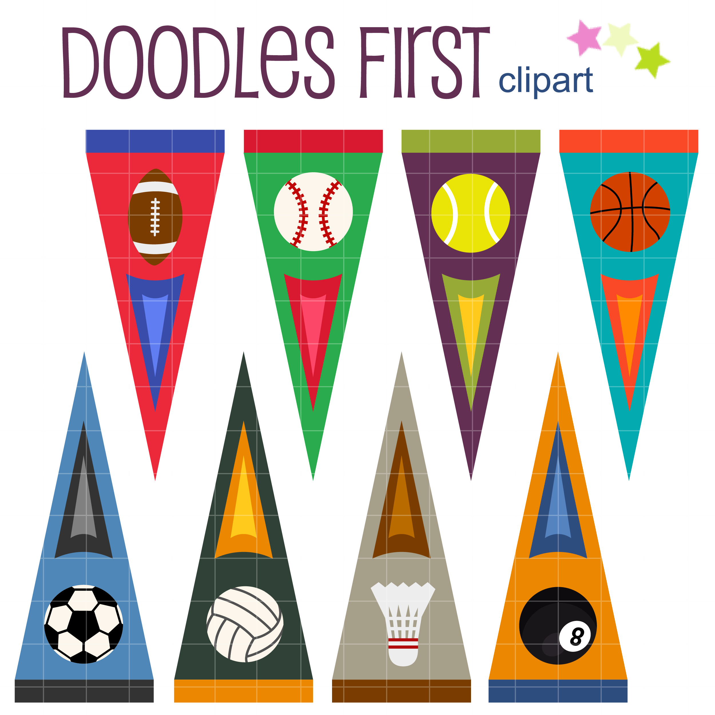 Triangular Sports Flag Clip Art Set Daily Art Hub Free Clip Art