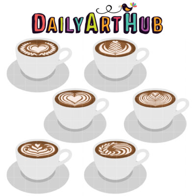 Latte Cups Clip Art Set