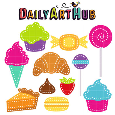 Stitched Dessert Clip Art Set